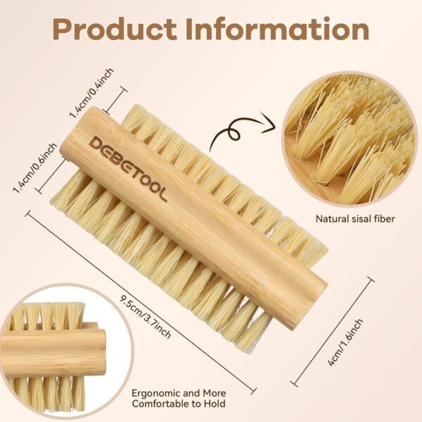 Bamboo Nail Brush- 3PCS Bamboo Wooden Firm Nail Brush for Cleaning Fingernails,Two-Side Nail Scrub Brush for Scrubbing Fingernails and Toes - Image 2