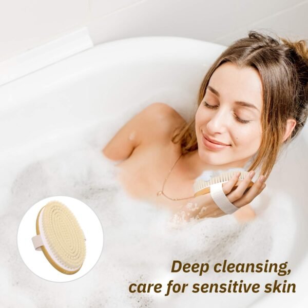 Metene Dry Brushing Body Brush with Soft and Stiff Natural Bristles, Body Exfoliating/Massage Scrub Brush for Cellulite and Lymphatic, Improve Your Circulation, 2 Pack - Image 6