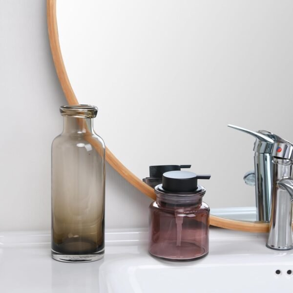 Glass Soap Dispenser for Kitchen, Rustproof Pump, Refillable Liquid Dispenser, Elegant Bathroom or Kitchen Countertop Organizer, Amber - Image 8