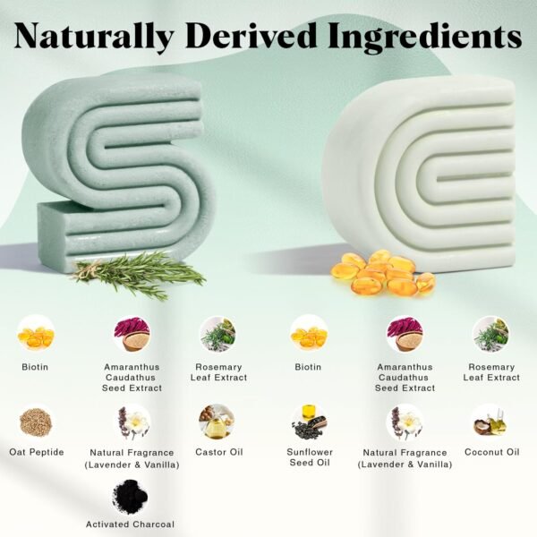 Kitsch Rosemary & Biotin Shampoo and Conditioner Bar Set for Thinning Hair - 2pc Volume Shampoo Bar & Conditioner Bar for Men and Women, Hair Thickening & Regrowth Combo, Paraben Free - Image 2