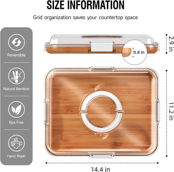 Charcuterie Board with Clear Lid, Travel Portable Cheese Board Charcuterie Boxes Cutting Boards for Kitchen, House Warming Gifts New Home, Gifts for Women (1 Compartments White) - Image 2