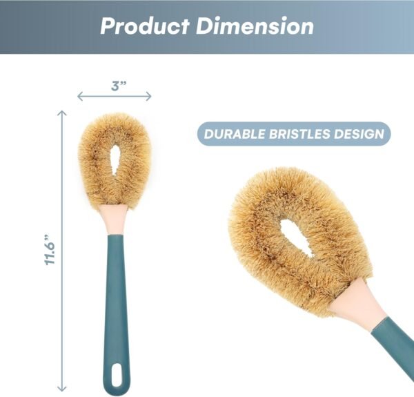 Easy Gleam | Scrub Cleaning Brushes - Hard Scrubber for Cast Iron Cookware - Durable Material with Natural Hard Sisal Bristles - Versatile for Household Cleaning - 11.6'' x 2.9'' (Navy Blue) - Image 3
