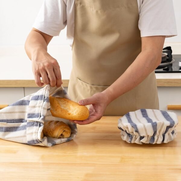 Bread Bags for Homemade Bread Sourdough with Bowl Cover, Reusable Linen Bread Storage Bag Sourdough Bread Bags - Plastic Lined - with Bread Proofing Cover - Image 6