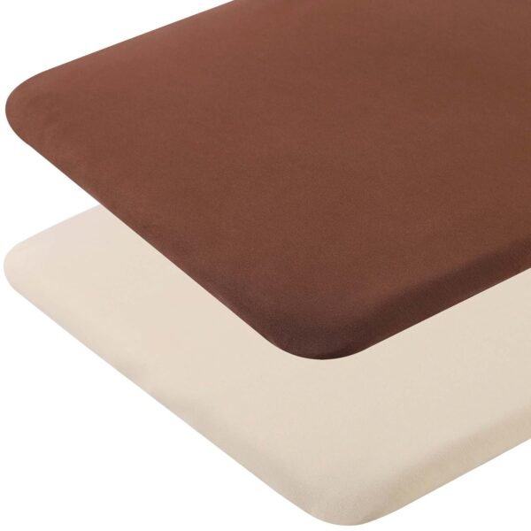 Organic Bassinet Sheets 2 Pack 100% Cotton Jersey Fitted Sheets for Baby Boys and Girls, Compatiable with Mika Mikcy & Baby Delight & Bedside Sleeper, Pale Yellow and Brown