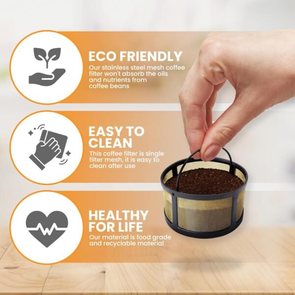 8-12 Cup Reusable Filter Basket With Mesh Bottom Fits Keurig K-Duo Essentials and K Duo Brewers Machine - Permanent Filter Replacement for Mr Coffee Gold Basket-Style Filters 1-Pack - Image 5