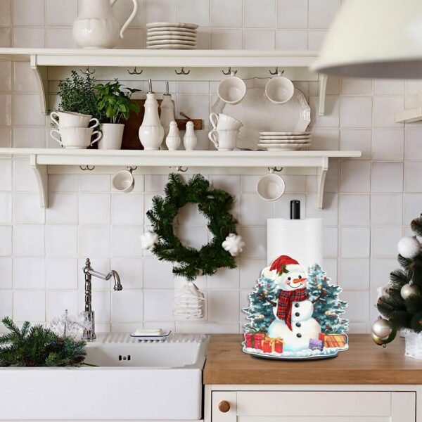 Snowman Paper Towel Holder, Christmas Decoration for Kitchen Home Bathroom, Metal Stand Paper Towel Holder Stand Large, Fall Towels Paper Holder for Countertops Farmhouse Decor - Image 6
