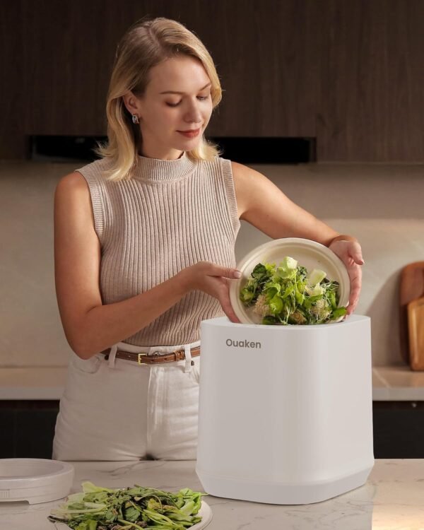 Electric Composter for Kitchen, 4L Smart Countertop Compost Bin, Odorless | Low Noise | Auto-Cleaning | Turn Food Waste into Fertilizer Within 3 Hrs, Indoor Food Recycler Compost Machine, White - Image 8