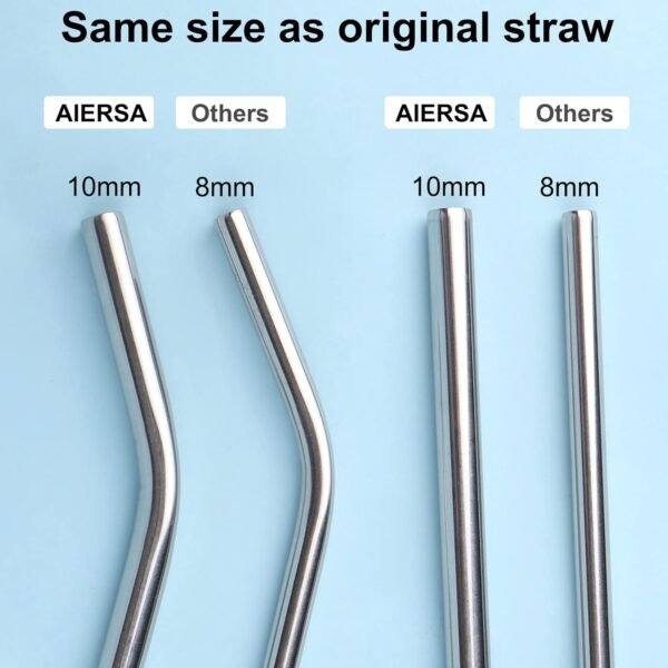 AIERSA Metal Straws for 40oz Tumbler Replacement,12 Inch Reusable Stainless Steel Straw Compatible Stanley Cup, 6pcs Large Straws with Cleaning Brush for Stanley Cup Accessories - Image 3