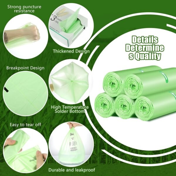 Garbage Bags, 100 Count 13 Gallon Trash Bags 1.18Mils Tall KitchenTrash Bags Heavy Duty Trash Bags Kitchen Garbage Bags for Kitchen Office Bedroom Bathroom Trash Can Liners - Image 7
