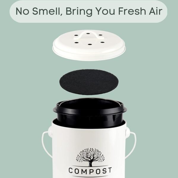 Perfnique Compost Bin Charcoal Filters, 12 Pack Filter Replacement for Compost Bucket, Kitchen Compost Bin Countertop Filters, Longer Lasting Activated Carbon Filters for Kitchen Pail Composter - Image 6