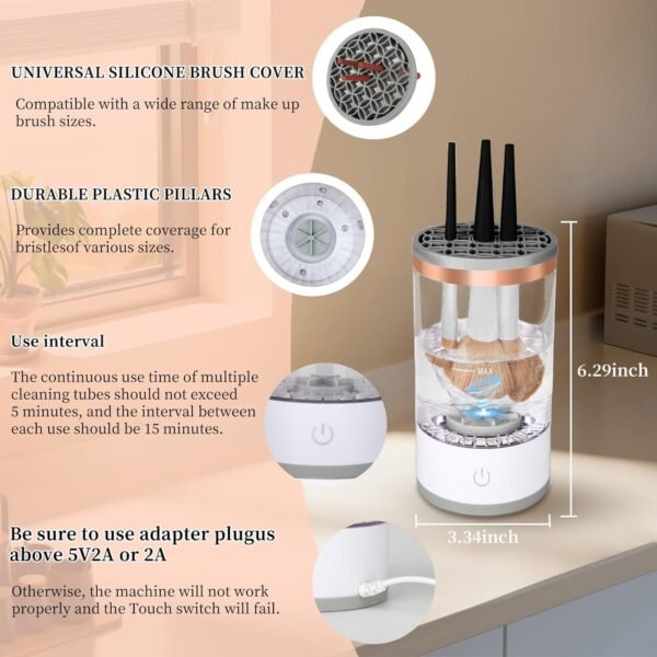 Multi-Functional Electric Makeup Brush Cleaner - Automatic, Energy Saving Makeup Brush Cleaner: Convenient and efficient Makeup Brush Cleaning Solution - Image 4