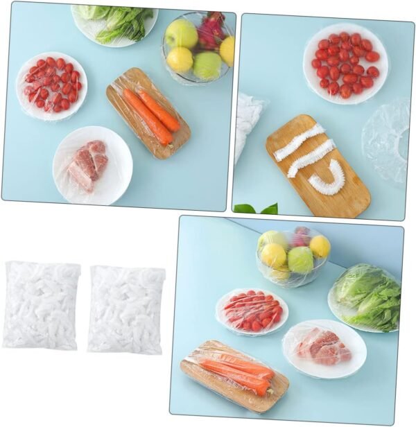 200pcs Disposable Stretchable Food Wraps Reusable Bowl Covers Stretchable Food Covers Kitchen Seal Cap Elastic Bowl Covers Food Net Table Food Cover Plate Cover Plastic - Image 4