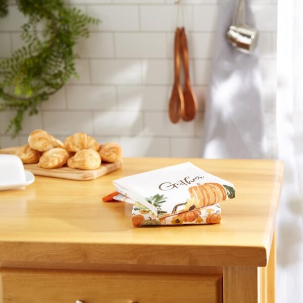 DII Decorative Thanksgiving Kitchen Towels Absorbent Cotton Fall Dish Towel Set, Dish Towel Set, 18x28, Gather, 2 Count - Image 6