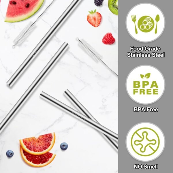 Metal Straw Replacement for Owala Water Bottle 24 oz 32 oz, Koala Straw for Owala With 2 Straw Cleaner, Reusable Stainless Steel Straws Compatible With Owala Water Bottle - 4pcs - Image 3