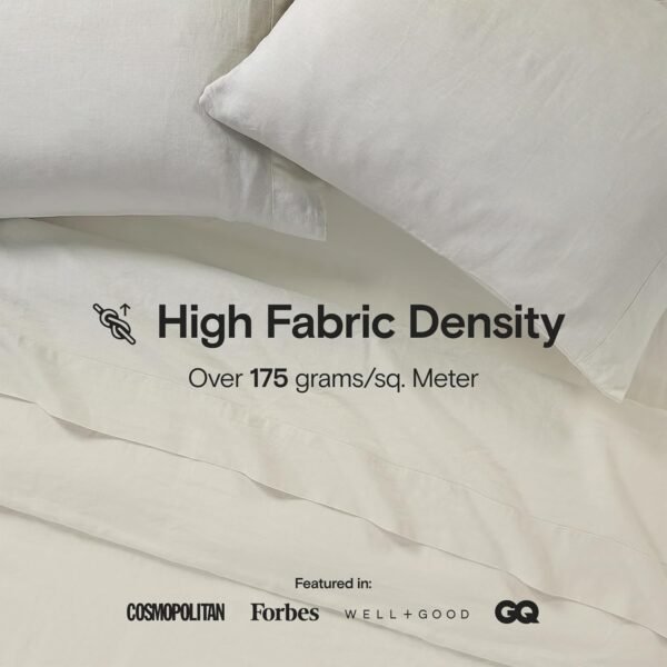 Sijo Stone Washed 100% Organic French Linen Bed Sheet Set, GOTS Certified Organic, Best Cooling Linen Sheet Award by Sleep Foundation 3pc Set - 2 Pillowcases and 1 Fitted Sheet (Classic, King) - Image 4