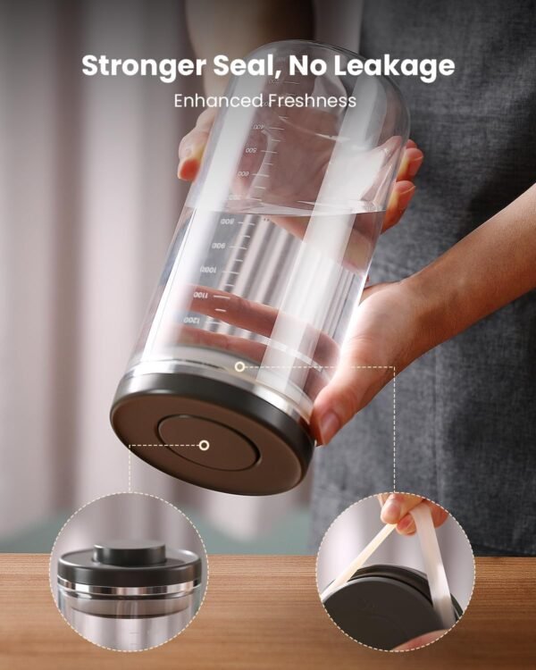 One-Press Button Coffee Canister with Airtight Lid, Borosilicate Glass Coffee Container with PP Silicone Lid, Food Storage Container for Grounds Coffee, 1lb Beans, Flour, Cereal, Sugar - Image 4