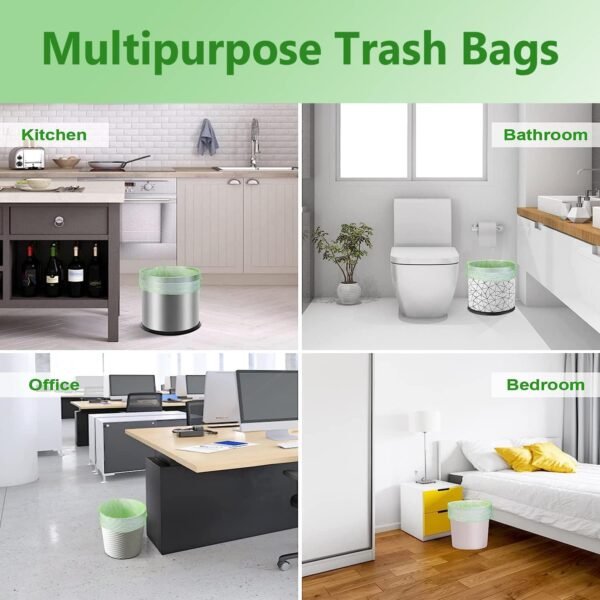 Small Trash Bags 1.2 Gallon - Biodegradable Garbage Bags Recycling Eco-Friendly Trash Can Plastic Liner Compostable Strong Bag for Bathroom Bedroom Office Kitchen Trash Can (120 Counts,Green) - Image 6