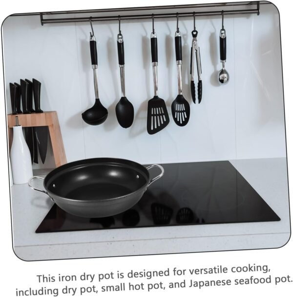 Large Capacity Shallow Soup Hot Pot Burner Frying Pans Frypan Casserole Cooking Pans Wok Pan Nonstick Stove Top Griddle Deep Fryer Thermometer Shallow Cookware Griddle Pans Iron - Image 6