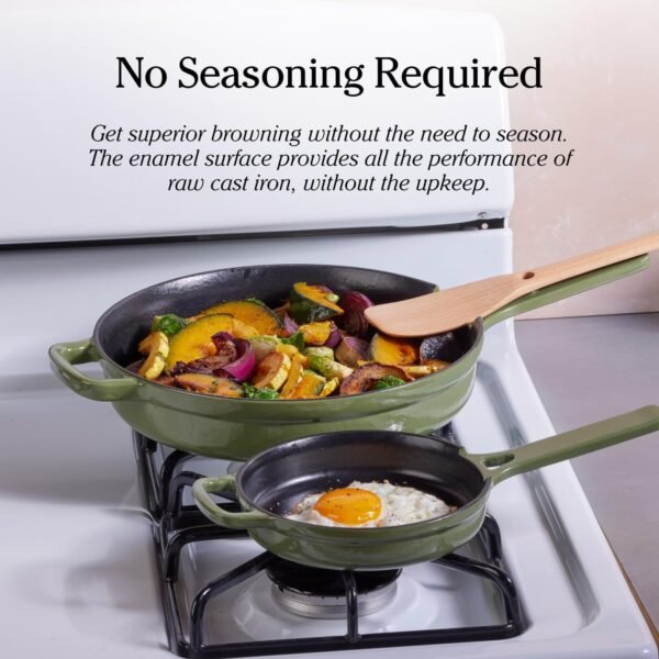 Our Place Cast Iron Always Pan | Premium Enameled, Toxin-Free Surface | 10-inch 8-in-1 Multifunctional Cookware System | Lid, Handle Covers | Heavy Duty Skillet | Oven & High Heat Safe | Blue Salt - Image 5