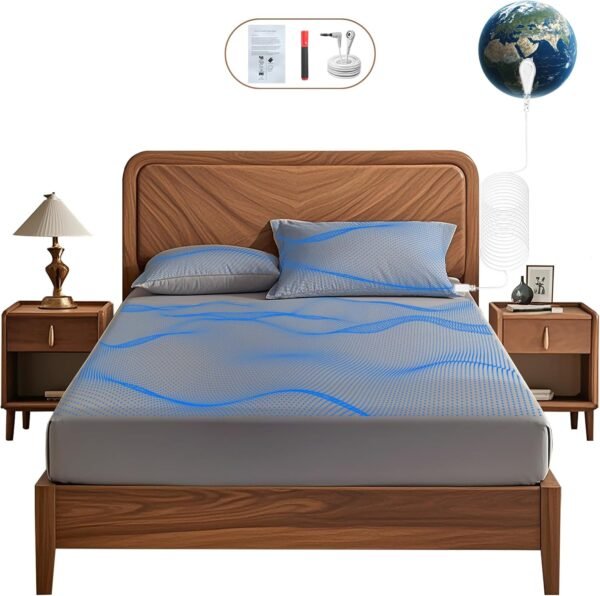 Grounding Fitted Sheet with Grounding Cord and Earthing Product Test Pen 90% Organic Cotton & 10% Silver Fiber Infused Conductive Bedding for Improved Sleep & Wellness Earthing Sheets Full Size Gray - Image 8