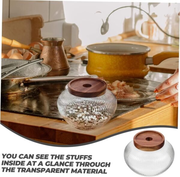 Luxshiny Glass Jar Airtight Container Storage Containers with Lids Dishwasher Cookie Jar Clear Jar with Lid Food Storage Containers Bell Jar Laundry Container Dryer Container House Wood - Image 5