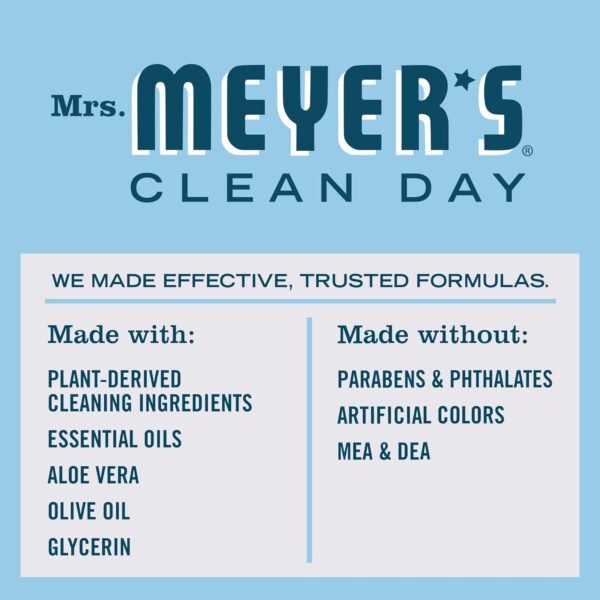 MRS. MEYER'S CLEAN DAY Foaming Hand Soap Dispenser & Concentrate Starter Kit,1 Glass Dispenser (10 Fl. Oz.) & 2 Concentrated Refills (2 Fl.Oz. each),Rain Water, Makes 20 Fl. Oz. of Foaming Soap Total - Image 11