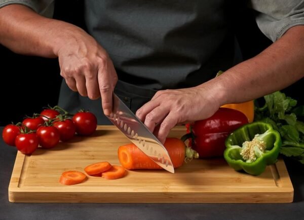 Large Bamboo Cutting Boards for Kitchen Cheese Chopping Board Wood Cutting Board with Juice Groove and Side Handles - Image 2