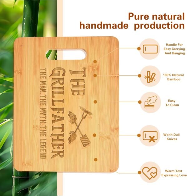 Gifts for Dad Bamboo Cutting Board- Dad Birthday Gift Christmas Gifts for Dad from Daughter Son- Grilling Gifts for Men Best Dad Ever Gifts - Image 4