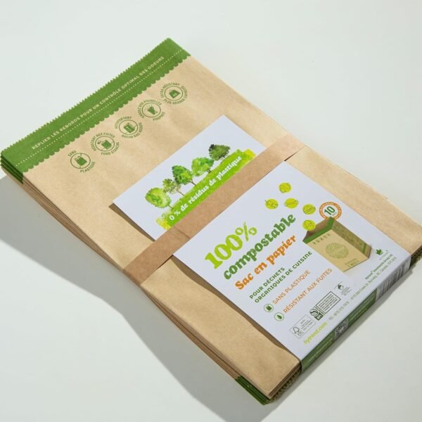 Hytrend-Kitchen Food Waste Bag-35 Bags-%100 Compostable paper Bag - Leak Resistant Liner - Plastic Free - Small-Certified by BNQ and BPI - Image 4