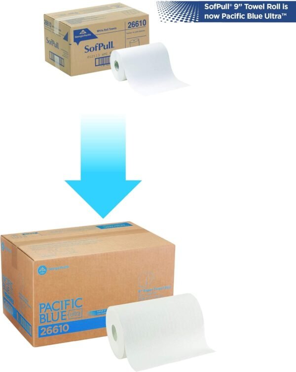 Pacific Blue Ultra 9" Paper Towel Roll (Previously Branded SofPull) by GP PRO (Georgia-Pacific), White, 26610, 400 Feet Per Roll, 6 Rolls Per Case - Image 2