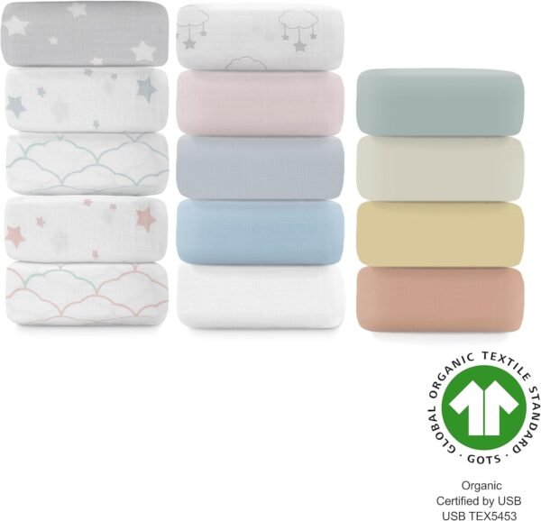 Newton Baby Mini Crib Fitted Sheets (2-Pack) | Organic Muslin Cotton, 100% Breathable & Soft Baby Sheets, Machine Washable Baby Mattress Sheets, Fits Any Mini Sized Crib 24" x 38", Sage - Image 4