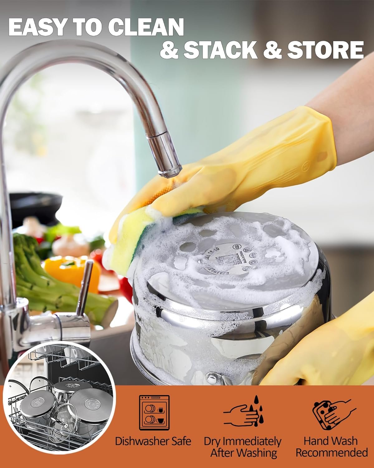 Cook N Home Cookware Basic Pots and Pans, 12 Piece set, Stainless Steel Grey Silicone Handle - Image 5