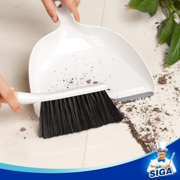 MR.SIGA Dustpan and Brush Set, Portable Cleaning Brush and Dustpan Combo with Bamboo Handle, 1 Set - Image 8