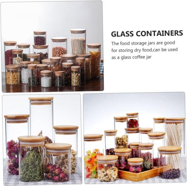 MAGICLULU 2pcs Sealed Jar Candy Container Snack Containers Airtight Food Storage Test Tubes with Lids Bar Condiments Container Clear Glass Storage Jars Glass Candy Pot Food Storage Jar Wood - Image 5