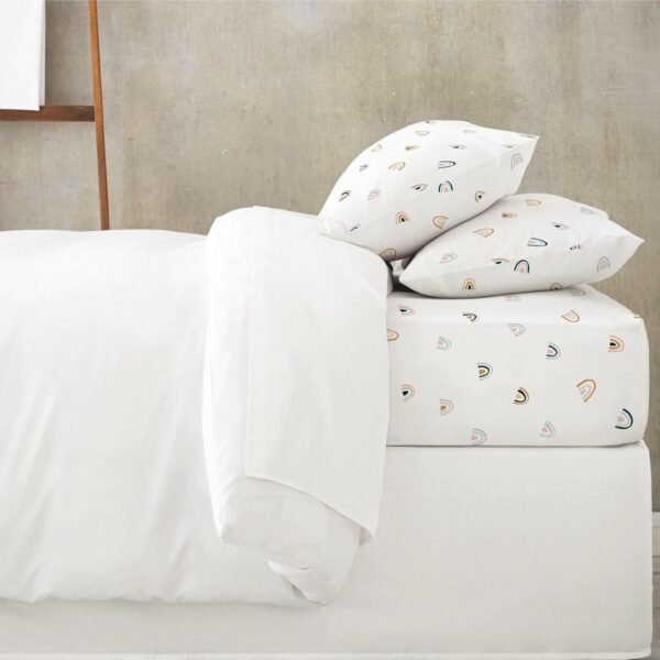 MakeMake Organics Organic Twin Fitted Sheet Set GOTS Certified Organic Cotton Fitted Sheet with Pillowcase Ultra Soft Non Toxic Breathable Hypoallergenic Colorful Neutral (Twin, Rainbow) - Image 2