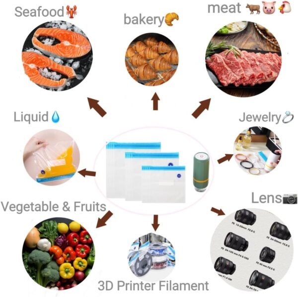 Sous Vide Bags-BPA-Free Reusable Vacuum Seal Bags for Food-Freezing safe-20pcs(11 * 10.2in) Vacuum Food Storage Bags & Seal Clips for Sous Vide Cooking-HOMYLAND - Image 3