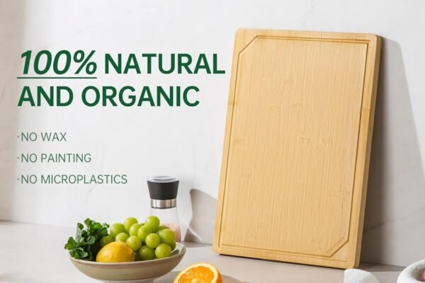 Organic Bamboo Cutting Boards for Kitchen-Wood Non-Slip Cutting Board with Juice Groove & Handle, Extra Large Chopping Board for Meat, Perfect Size for Prep & Serving, 17" x12" x0.7" - Image 6