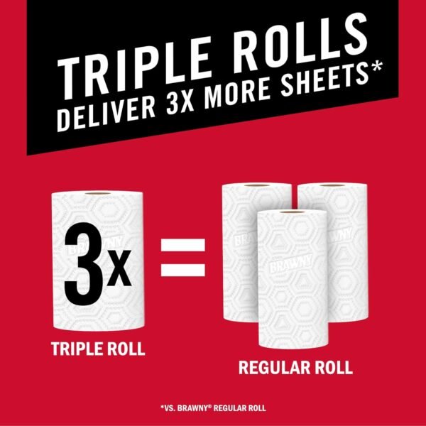 Brawny Tear-A-Square Paper Towels, 6 Triple Rolls = 18 Regular Rolls, 3 Sheet Sizes (Quarter, Half, Full), Strength for All Messes, Cleanups, and Meal Prep - Image 6