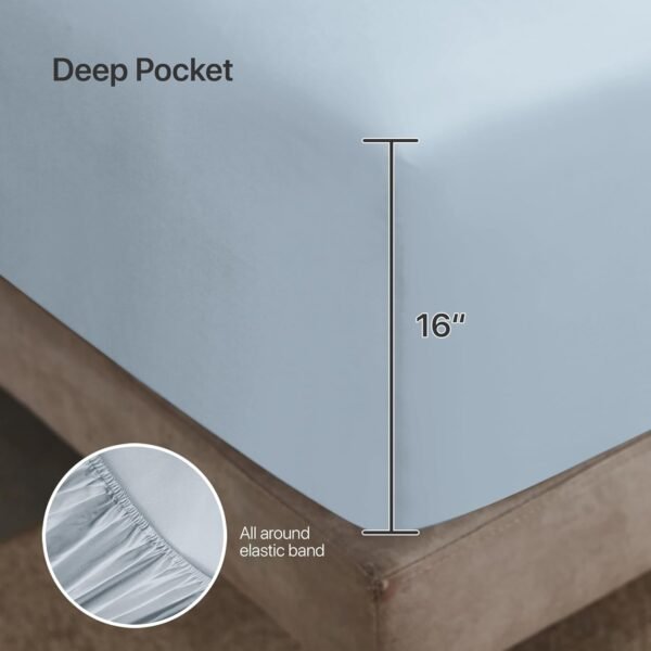 NATUREFIELD Bed Sheets Set Queen Size (4pc), Rayon Derived from Bamboo, Cooling Sheets with Fitted Deep Pockets, Hotel Luxury Bedding Sheets & Pillowcases - Image 5
