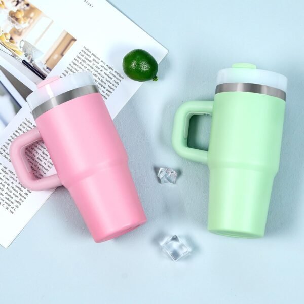14 Oz Tumbler with Handle and Straw for Kids, Stainless Steel Vacuum Insulated Tumbler Keep Cold Heat and Ice, Gifts for Children Cups (Pink) - Image 7
