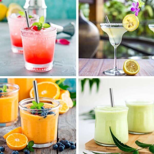 12 Pack 4.7 Inch Extra Short Metal Cocktails Straws, Reusable Stainless Steel Smoothie Drinking Straws with Cleaning Brush for Coffee Mugs, Small Glasses or Cups - Image 5