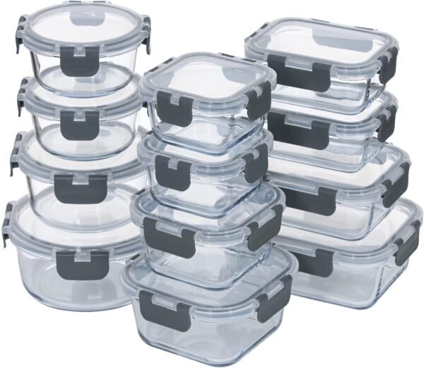 Glass Food Storage Containers with Lids - Hinged Locking Lids - 100% Leak Proof Glass Meal-Prep Containers Great for Lunch - Image 2