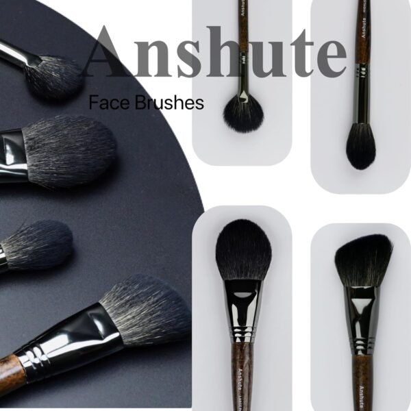 Natural Goat Hair Makeup Brushes Set of 4, Face Brushes, Professional Natural Hair Cosmetic Brushes, Beech Wood Handle. Super Soft Bristles, Variety of Brushes. - Image 3