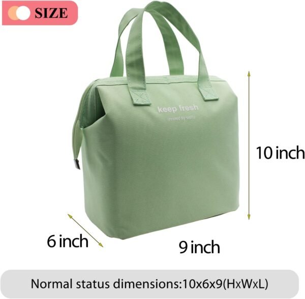 Mziart Insulated Lunch Bag Simple Bento Cooler Bag Lunch Tote Bag for Lunch Box for Women Men Adult Picnic Working Hiking Beach (Light Green) - Image 4