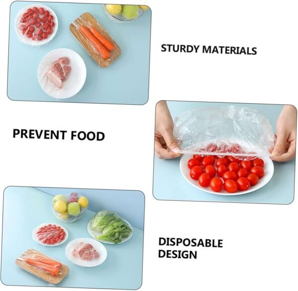 200pcs Disposable Stretchable Food Wraps Reusable Bowl Covers Stretchable Food Covers Kitchen Seal Cap Elastic Bowl Covers Food Net Table Food Cover Plate Cover Plastic - Image 5