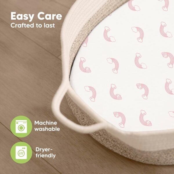 2-Pack Organic Bassinet Sheets for Girls, Boys - 100% Cotton Bassinet Mattress Sheets Compatible with Halo Bassinest Swivel Sleeper, Graco,Baby Delight,Chicco,Unisex Fitted Bassinet Sheets (Beach Day) - Image 7