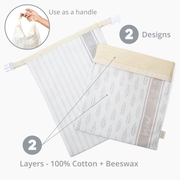 Reusable Bread Bags for Homemade Bread (2 Pack) - Cotton Beeswax Bags for Bread, Sourdough Bread Bags, XL Beeswax Bread Bag, Beeswax Bread Bags for Homemade Bread Sourdough Storage Bag, Sourdough Bag - Image 5