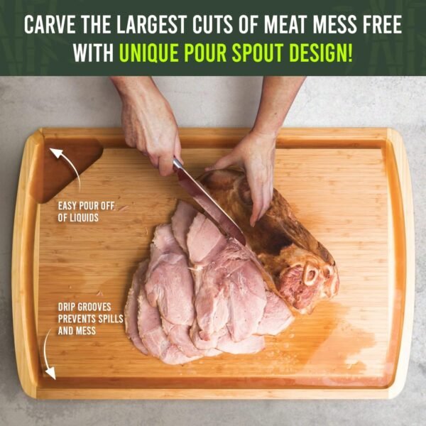 GREENER CHEF 30 Inch 3XL Extra Large Cutting Board with Lifetime Replacements - Oversized Bamboo Stove Top Cover Noodle Board - Wooden Meat Cutting Board - Turkey Carving Board - Charcuterie Board - Image 4