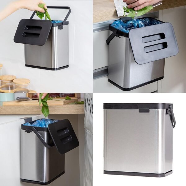 Modern Kitchens Compost Bin Wall Mounted Stainless Steel Garbage Container for Modern Kitchens Organization - Image 2