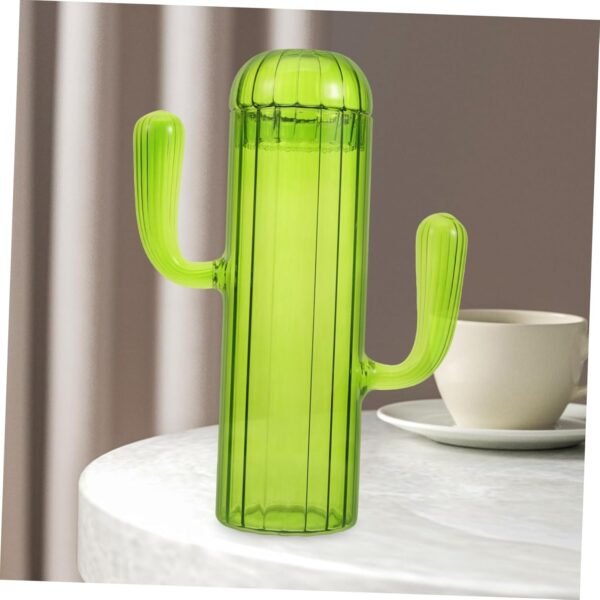 Cactus Storage Jar Artificial Overnight Oats Jar Insulated Food Jar Candlesticks Bread Bin Snack Jars Mason Jars Trinket Unique Sugar Container with Lid Coffee Canister Green Glass - Image 5